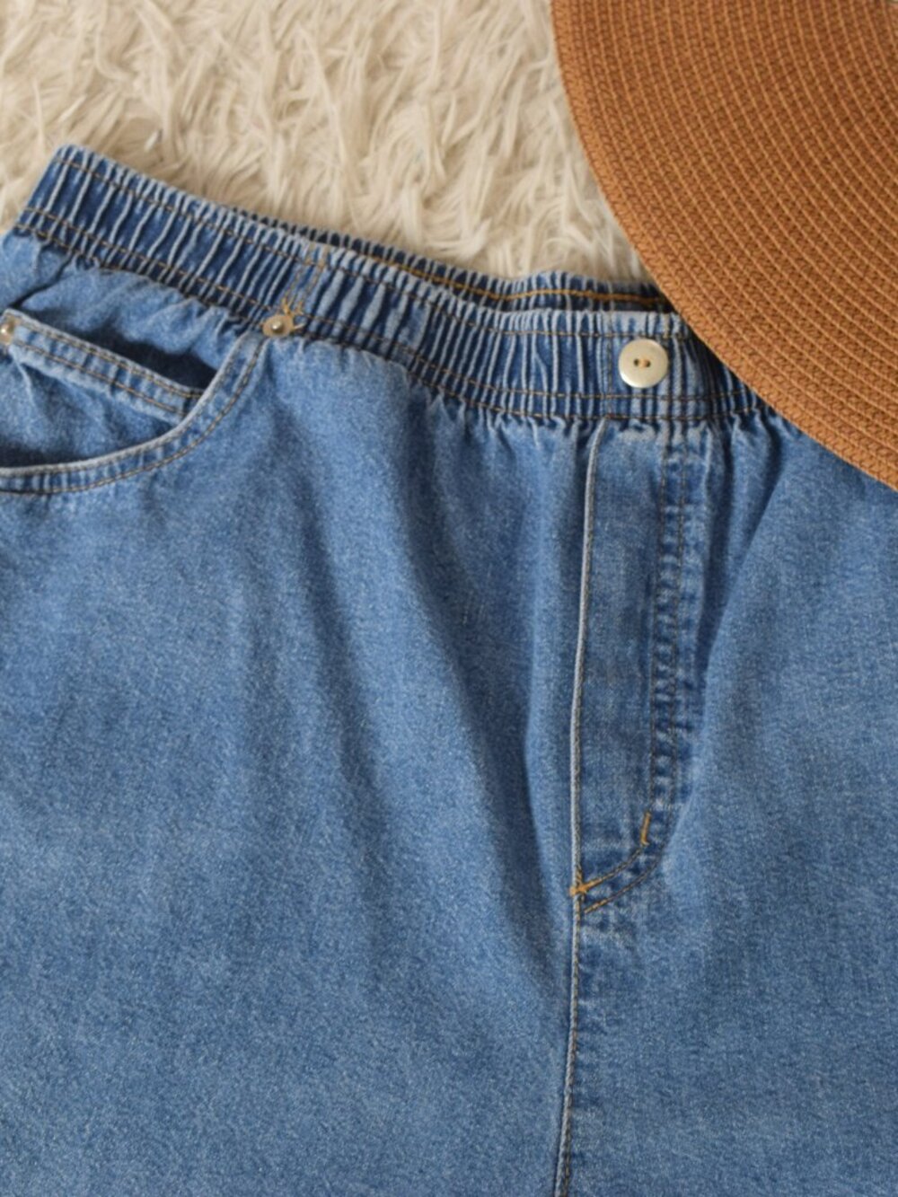 Vintage 90s Denim Lounge‎ Pants by Sarah Bentley, size 12 | 32-36 waist
